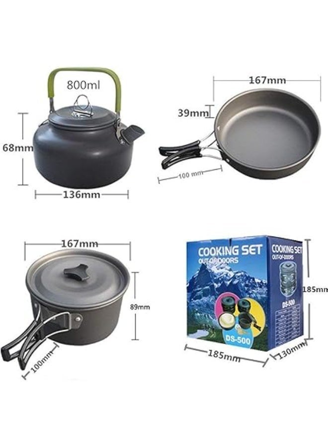 طقم أواني طهي مكون من 9 قطع، مناسب للتخييم والرحلات الخارجية، طقم أواني طهي محمول غير لاصقة وخفيفة الوزن مع حقيبة - Image 4